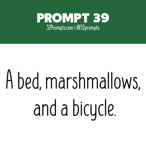 Write a story or create an illustration using the prompt: A bed, marshmallows, and a bicycle.Instagr