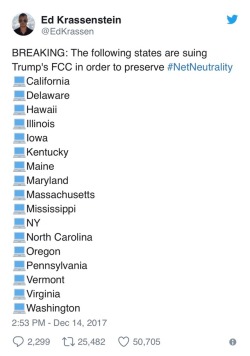 the-shy-fa:  mirios-togatas:The FCC is about to get messed up and I live for it There’s no guarantee that this will work! Keep calling your congresspeople.But you can also call your state’s Attorney General office to encourage them to join this suit