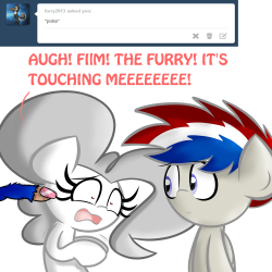 ask-albino-pie:  DON’T FURRIES KNOW THAT YOU CAN’T TOUCH THE ATTRACTIONS!? I MEAN SERIOUSLY! http://askfilmcut.tumblr.com/  Hey, das racist! &gt;=/ *flails* xp