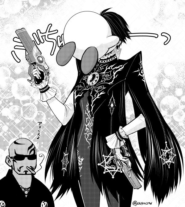 kirari-senpai: bayonetta and kirby Thanks to    artist : @ouya296    Source : twitter