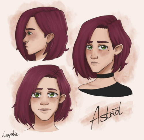 leaphia:I’m trying new artstyles atm and did a little reference sheet for Astrid