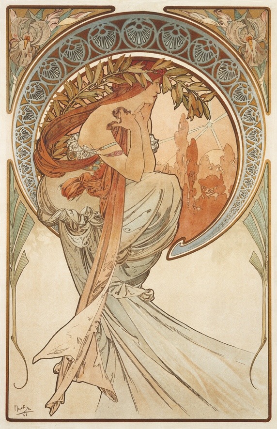 overdose-art: Alphonse Mucha. Painting, Poetry, Music &amp; Dance (1898) 