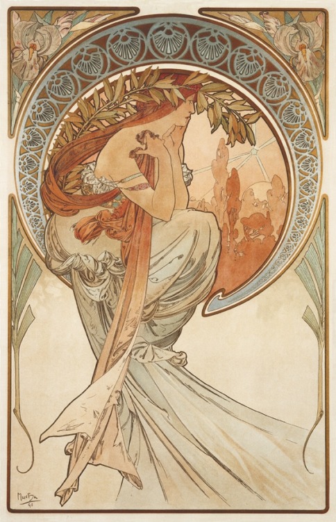 overdose-art: Alphonse Mucha. Painting, Poetry, Music &amp; Dance (1898)