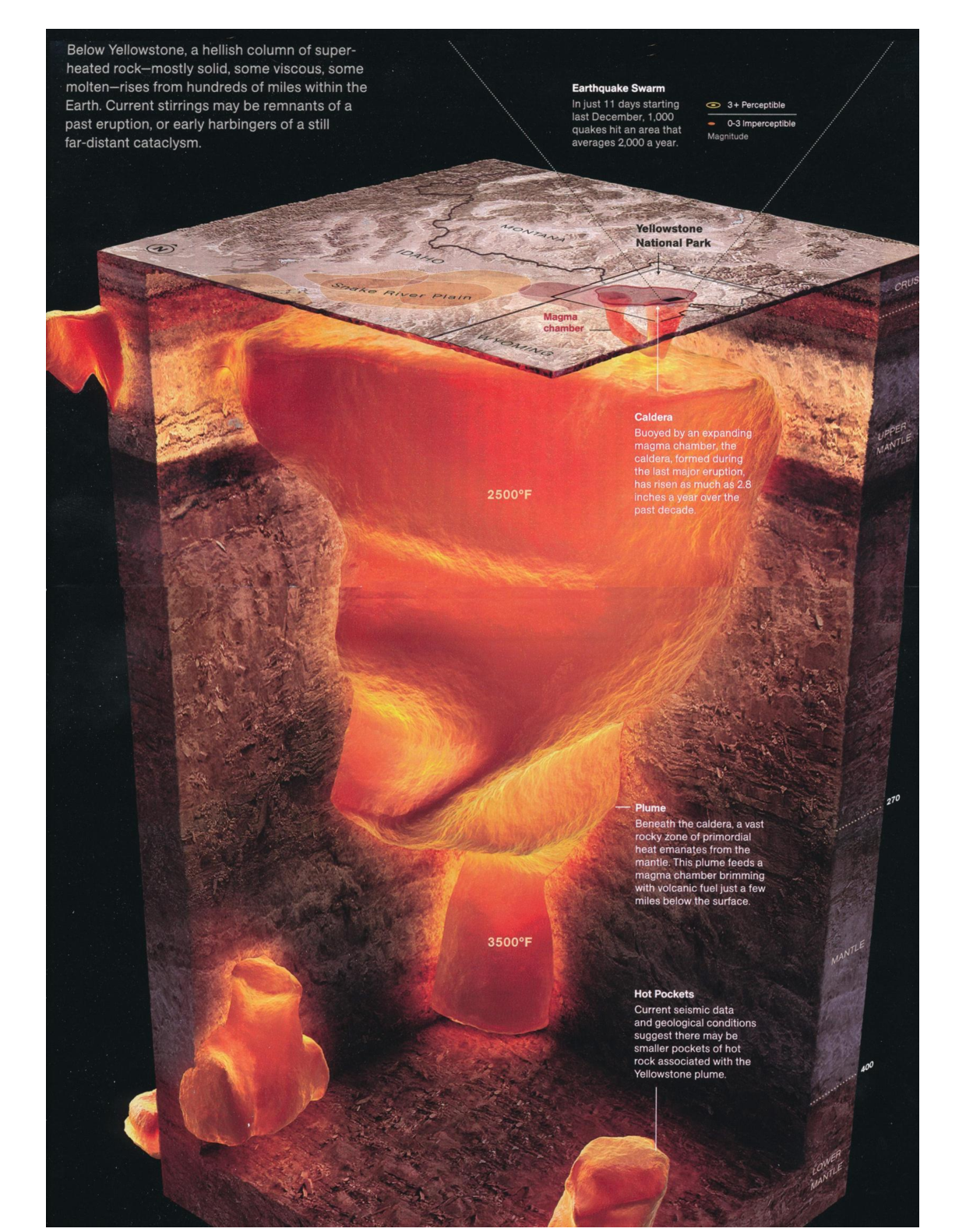 Yellowstone Magma Chamber Map Map Of The Magma Chamber Beneath The Yellowstone... - Maps On The Web