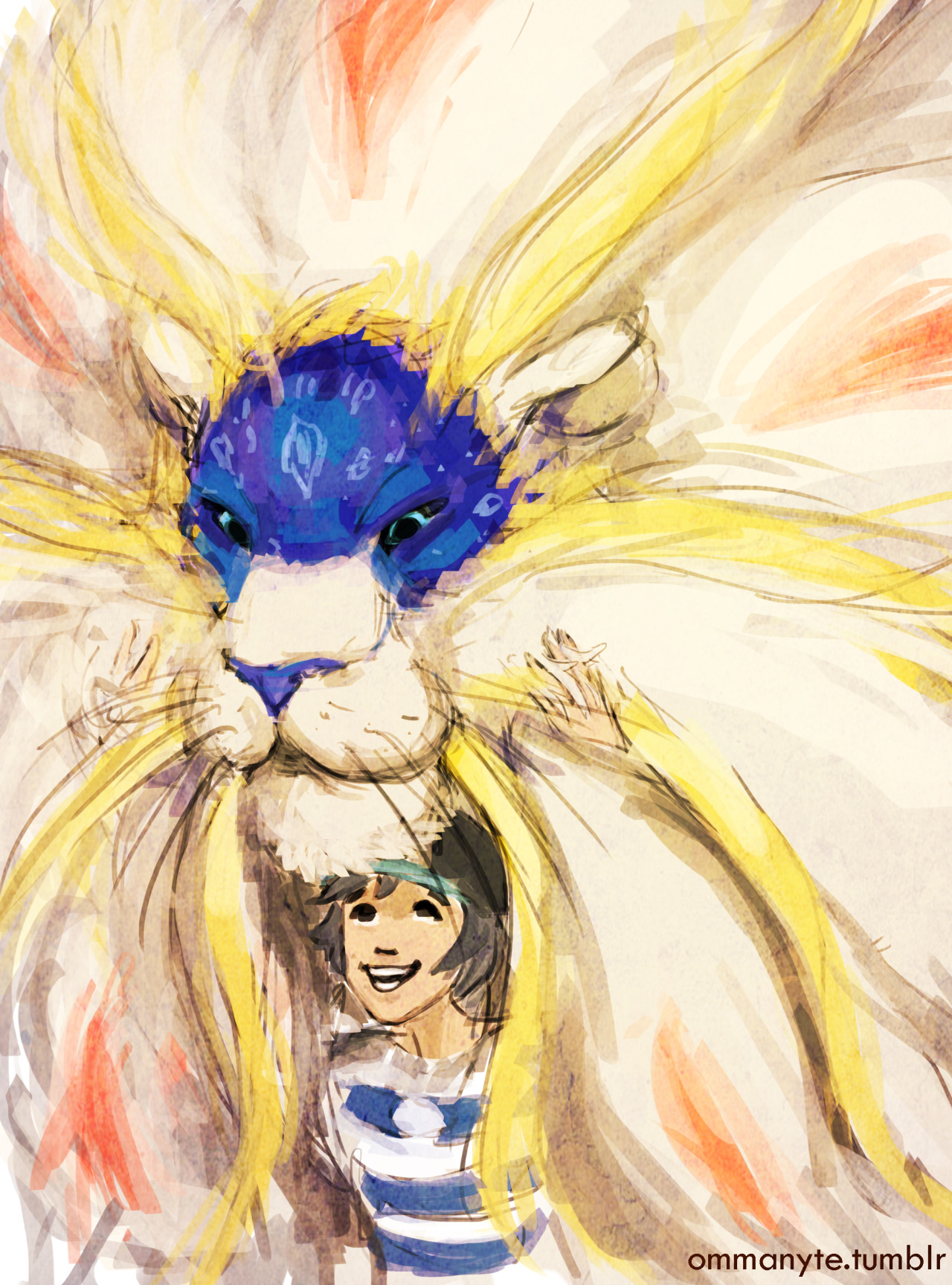 ommanyte:  Lion hug doodle for @shelgon  Solgaleo is like 11ft tall! that’s a