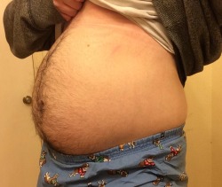 fitnessfatass:  I’m so stuffed here. This has to be a personal record.  If I try to pull my boxers up my gut pushes them back down haha. 