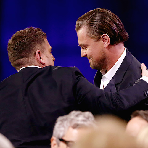 leonardodicrapio:  Leonardo DiCaprio and Jonah Hill at the Critic’s Choice Awards, January 16th, 2014