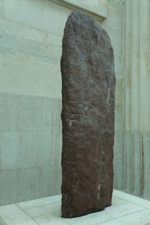 Memorial slab carved in Ogham script, The British Museum, 1.8.17. This is one of three Ogham stones 