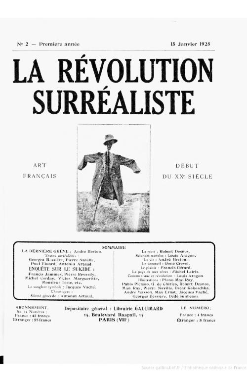 Covers of La Révolution Surréaliste No. 1 & 2, 1924-25