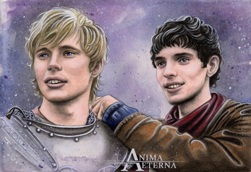 animaeterna: Arthur, Merlin, Gwen &amp; Morgana Traditional Art: Painted with Watercolors &a
