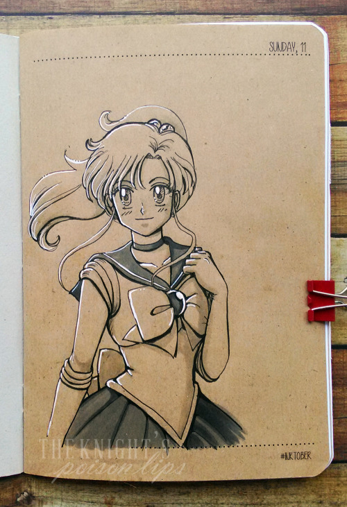 theknightspoisonlips-manga:#inktober #inktober2015Sailor Jupiter - drawing on kraft paper (ink+copic