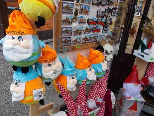 Souvenirs offered for sale during Christmas market 2021 in Wroclaw, Poland.