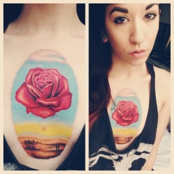 fuckyeahtattoos:  Salvador Dali’s Meditative Rose Flesh By Design, Fitchburg MA Jeanne Racine