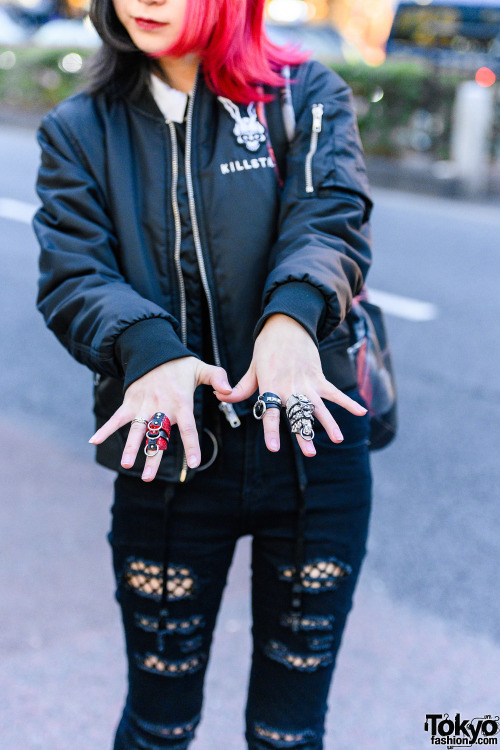 tokyo-fashion: 18-year-old Japanese student Remon on the street in Harajuku wearing a “Spooky 