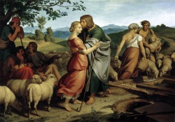 gentlewave:  Joseph von Führich [Josef Ritter von Führich] (1800–1876): Jacob Encountering Rachel with her Father’s Herds, 1836, oil on canvas, 66 x 92 cm, Österreichische Galerie Belvedere, Vienna, Austria, source: commons.wikimedia.org.