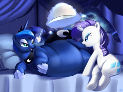 Commission Done For The Mod Of Asksquishyluna Of Rarity Feeding Luna Cake..