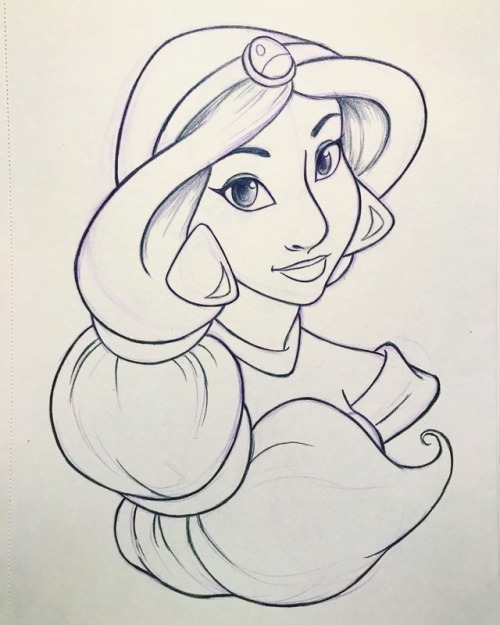 Last in the set so far is Jasmine! I started out with just drawing the original six princesses, but 