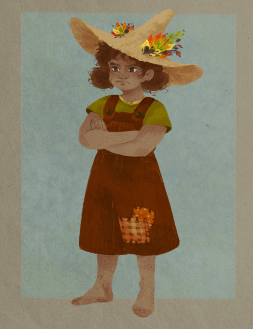 an autumnal witch child! she is sulking, because I think it’s fun drawing people sulking :’D