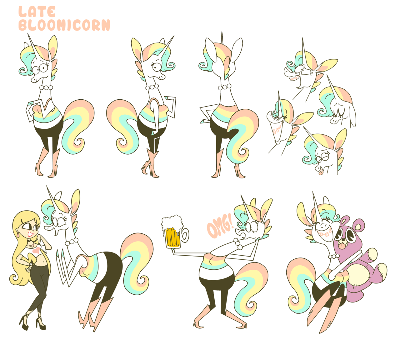 kyrakupetsky:  Full Late Bloomicorn character sheet for work as well as some unused