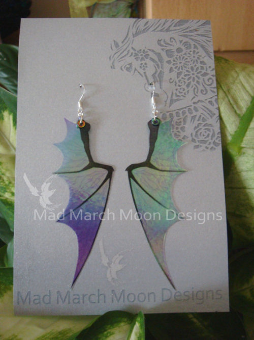 Iridescent Dragon Wing Earrings, $14.59