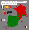 Bull fight legality in France, Spain and Portugal.
by france.maps