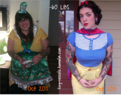 fattytofitty:  tiny-vessels: Before and after: Halloween edition.  Gorgeous lady!!