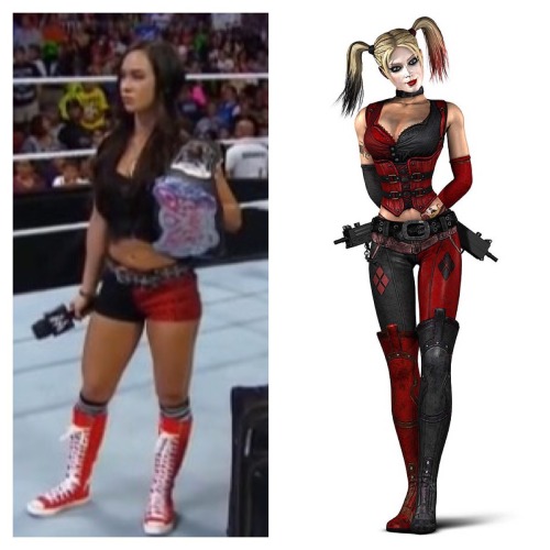 sawftuce:  WWE COMIC BOOK PARALLELS Part 1  Seth Rollins-Batman (Adrian) Neville-Hawkeye Dean Ambrose-Wolverine AJ Lee-Harley Quinn Paige-Raven