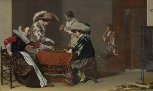 Two Man Playing Tric-Trac, with a Woman Scoring, by Willem Corneliszoon Duyster, National Gallery, L