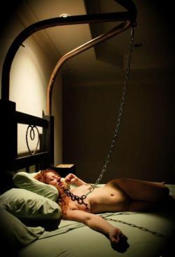 luvbight:  scentofslave:S Model is Dee Luvbight, from Luvbight.comBondage Bed by Mick Luvbight.