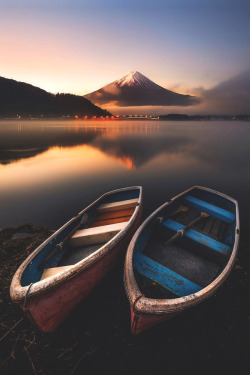 Lsleofskye:   A Calm Morning By The Lake In Front Of The Majestic Mount Fuji, Japan