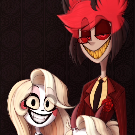 lunefuforu: WOO FINISHED A family portrait with Charlie and Alastor with @dcadlysin​ and @milkk