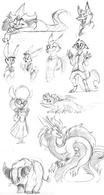 Sketchdum pt3Some OC, critter design, a friend’s dragonsona as   Tad Cooper (BECAUSE YES) and Zootopia :)