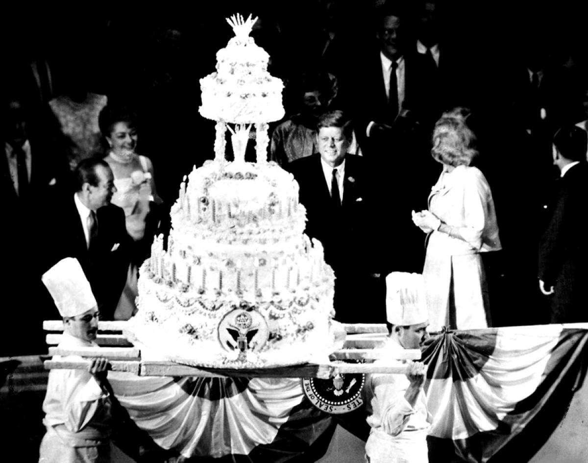 Kennedy at birthday party with White House cake Photo Print President John F 