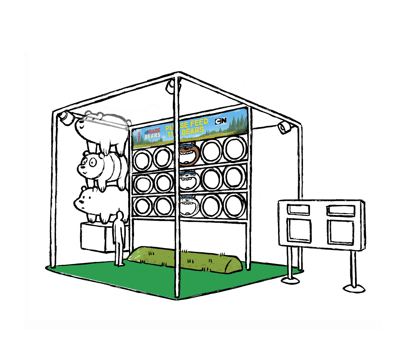 A BTS sketch of our We Bare Bears installation at STEAM Carnival in San Francisco.