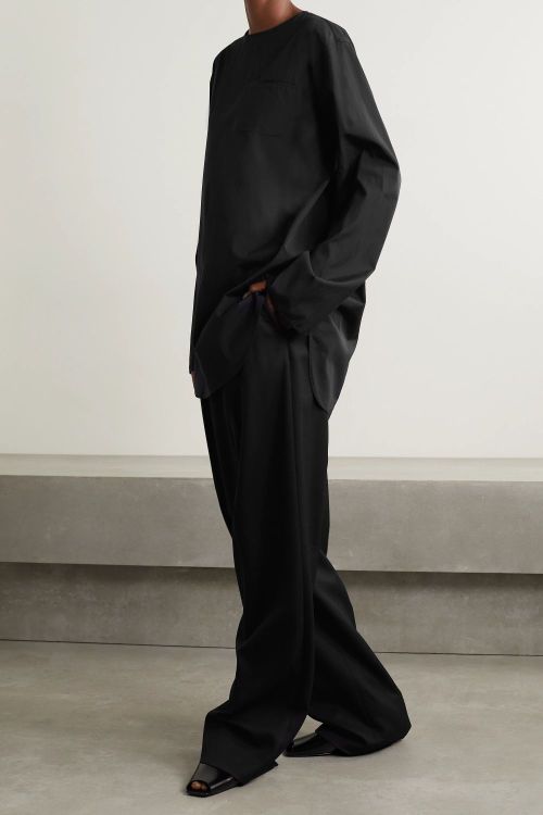 minimalstreetwear: The Row Black Kona cotton-poplin top outfit