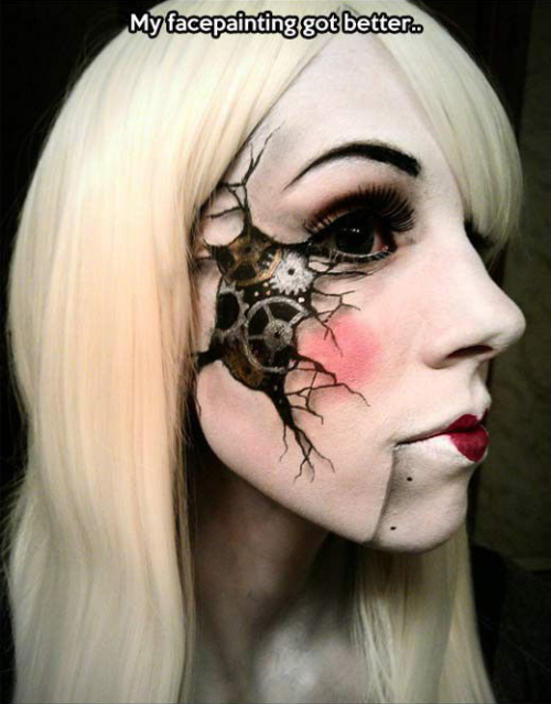 pizzaotter: dontclimbanymore: fuzzykitty01: tealmaple: MAKEUP ARTIST LEVEL 439932 WHOA SNAP two year