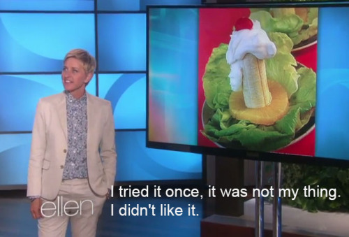 laudemelysium:  thepinkestlady:  ellenlovesportia:  Ellen talking a about foods from the 50s  HAHAHAHAHAHHA  bless. 