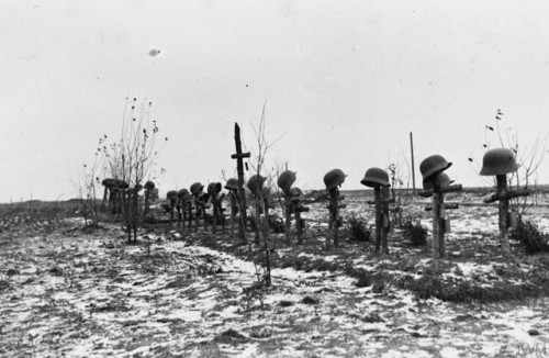 German graves on the Eastern Front (mid- to late 1941).  The Germanssuffered 750,000 casualties