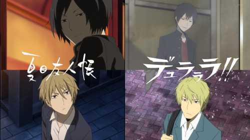 darkredlightblue: Natsume Yuujinchou x Durarara!! Matoba Seiji x Orihara Izaya Natori Shuuichi x Hei