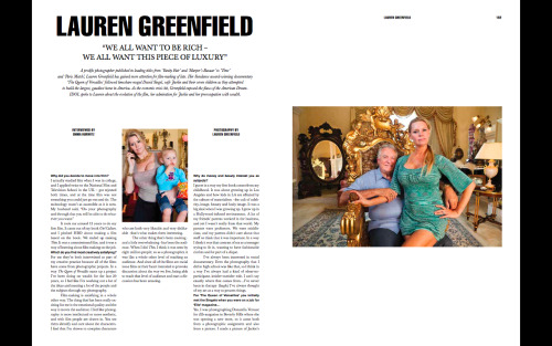 LAUREN GREENFIELD INTERVIEW PUBLISHED IN IDOL MAGAZINE ISSUE 4 (SEPTEMBER 2012)