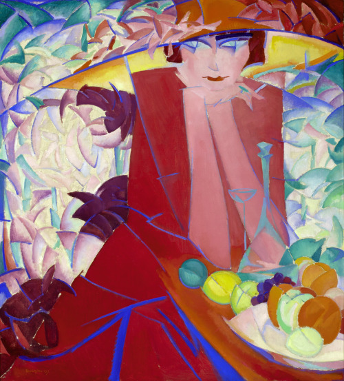 eatingbreadandhoney: Lady with Large Hat in Summer House by Leo Gestel 1913.