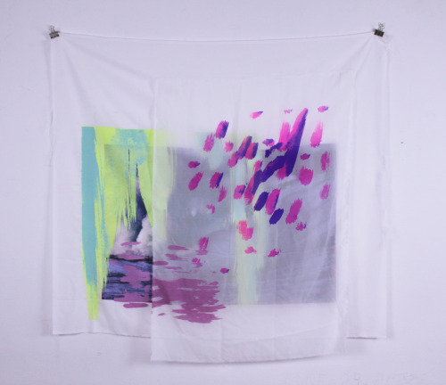 ‘Wave vr 2′ screenprint and embroidery on cotton and polyester