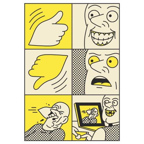  #illustration #comics #like #dislike #sell #buy #selfcentered #yellow #badjoke