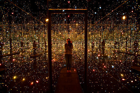 Yayoi Kusama’s ‘Fireflies on the Water’ light installation at the Whitney Museum, 2012