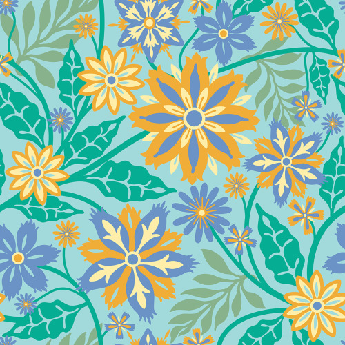 Turquoise Folk Flowersmore