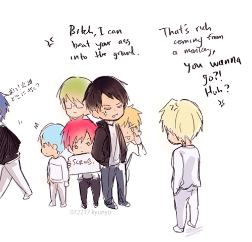 lunchtimerushin: If only nijimura-san was there…(also I forgot to point an arrow at akashi; b