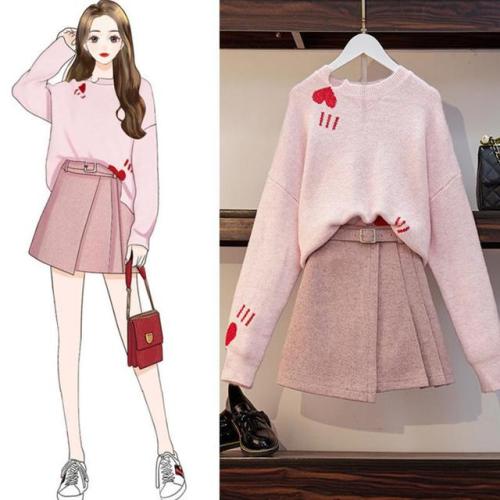 Love Heart Sweater A-Line Skirt Set starts at $41.90 ✨✨Lovely, isn’t it?