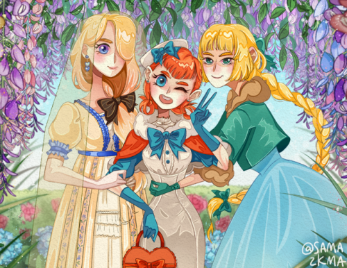 Blue Lions Gals!Mercedes, Annette, & Ingrid on an afternoon walk in the gardens~I’ll have this a