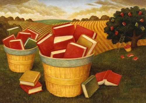 amygarvey: bibliolectors: Cosecha literaria (ilustración de Chris O’Leary) I love this 