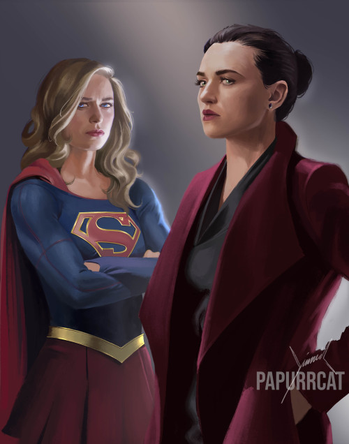 papurrcat: Lena Luthor || Kara Zor-El Warming up before taking more commissions. 